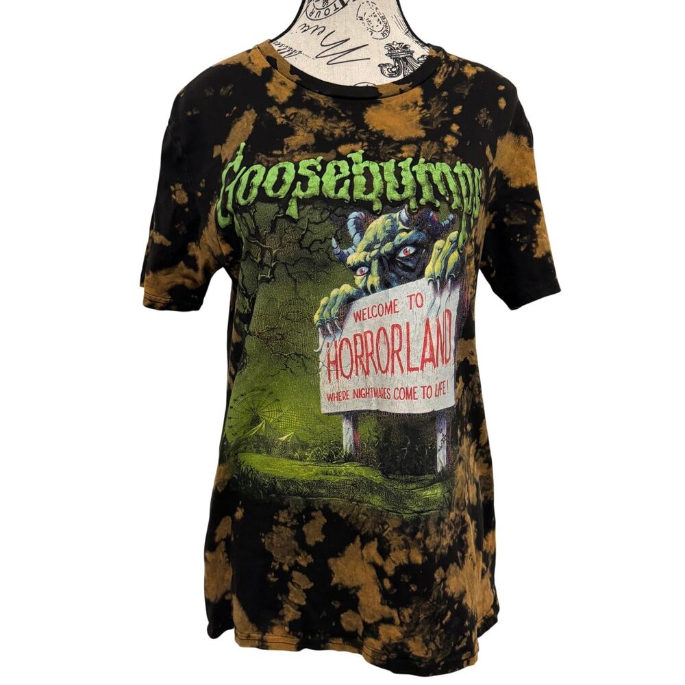 Goosebumps Welcome to Horrorland Bleach Tie Dye T-Shirt Mens M R.L. Stine Tee